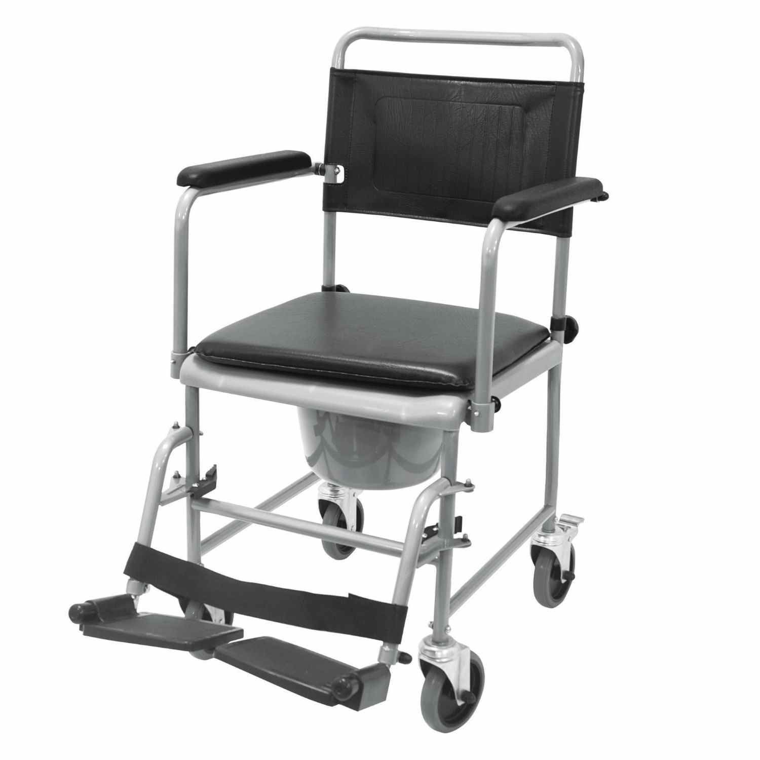 Drive Medical Toilettenrollstuhl TRS 130 (Rückenlehne & Fußstützen abnehmbar) - bis 130 kg (HMV: 18.46.02.0058)